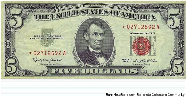UNITED STATES 5 Dollars 1963 (United States Note) Banknote