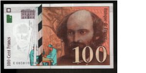 100 Francs.

Paul Cézanne at right on face; painting of fruit at left on back.

Pick #158 Banknote