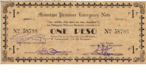 S-601 Rare series of 3 consecutive numbered Mountain Province Emergency Notes, 2 - 3. Banknote