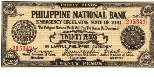S-218a Cebu 20 pesos note. Will trade this note for Philippine notes I don't have. Banknote