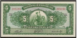 5 Soles De Oro Banknote