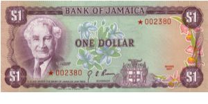 pCS2 SPECIMEN SET $1 *002380 Bank of Jamaica Collector Series Issue. 7500 sets of 4 notes issued in a blue folder with COA. Banknote