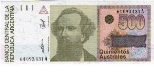 Denominacion: 500 Australes Banknote