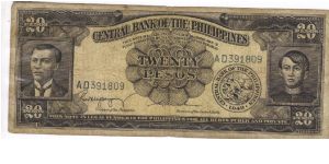 PI-137b English series 20 Pesos note, prefix AD. Banknote
