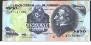 Like #61 but J. G. Artigas portrait printed in watemark area.

Series G 1989

Signature title 1 Banknote