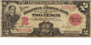 PI-52 RARE 2 Pesos Philippine National Bank Circulating Note. Banknote