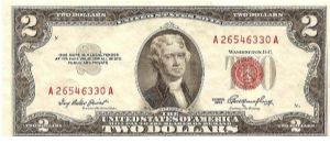United States Note; 2 dollars; Series 1953 (Priest/Humphrey) Banknote