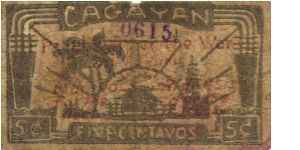 S-178b Cagayan 5 centavos note with red text. Banknote
