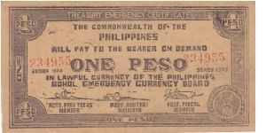 Emergency & Guerrilla Currency

Bohol: 1 Peso
(Official issue) Banknote