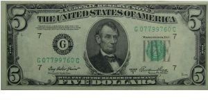 1950A $5 Federal Reserve Note
Priest/Humphrey Banknote