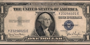 $1 Silver Certificate Series 1935D S/N Y23256021E Banknote