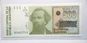 Argentina ND(1990) 500 Austral KP# 328  Banknote