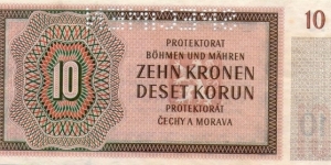 
10kronen ,prptektorat cechy and morava Banknote