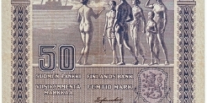 50 markkaa no Litt. marking. 
Notes size 135 X 118mm (inc 5,315 X 4,646) This note is made of 08.01.-31.01. 1923  Banknote