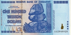 Zimbabwe 100 Trillion!
Biggest Banknote denomination ever issued!! Banknote
