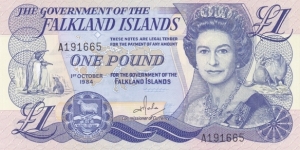 Falkland Islands P13a (1 pound 1/10-1984) Banknote