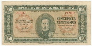 Uruguay 50 Centesimos 1939 Banknote
