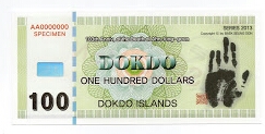 100 Dollars Specimen Dokdo Islands Banknote