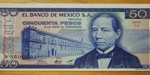 Mexico | 
50 Pesos, 1981 | 

Obverse: Benito Pablo Juárez | 
Reverse: Urna Zapoteca | Banknote