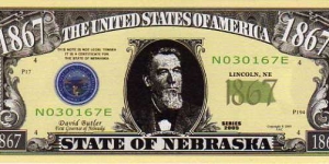 1867 State of Nebraska - pk# NL - ACC American Art Classics - Not Legal Tender  Banknote