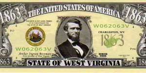 1863 State of West Virginia - pk# NL - ACC American Art Classics - Not Legal Tender  Banknote