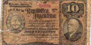 10 Centavos - 210 (5) - 01.11.1891 - L. 21.08.1891 Banknote