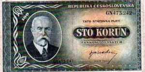 100 Korun - Czechoslovakia Banknote