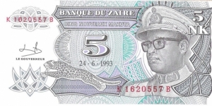 5 Nouveaux Makuta(Zaire 1993) Banknote