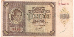 1000 Kuna(1941) Banknote
