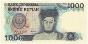 IndonesiaBN 1000 Rupiah 1987 Banknote