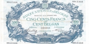 500 Francs/100 Belgas(1941) Banknote