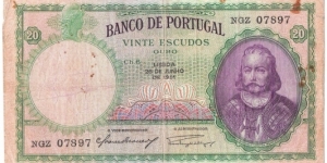 20 Escudos(1951) Banknote