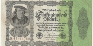 Germany-Weimar 50.000 Mark 1922 Banknote