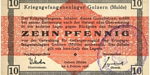 10 Pfennig (Golzern - Prisoners of War Camp 1916)  Banknote