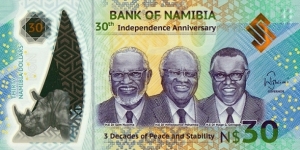 Namibia 2020 30 Dollars.

30 Years of Independence. Banknote
