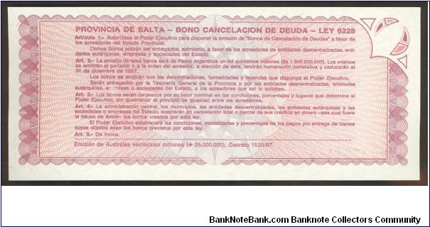 Banknote from Argentina year 1987