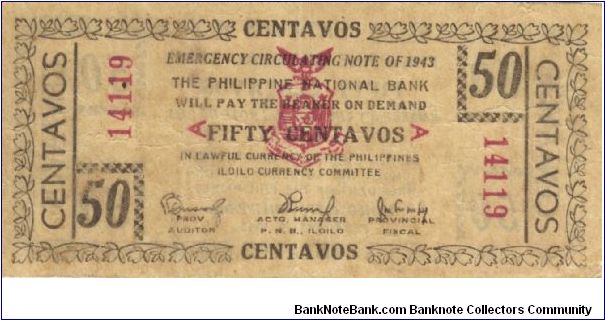 S-326 Iloilo 50 centavos note. Banknote