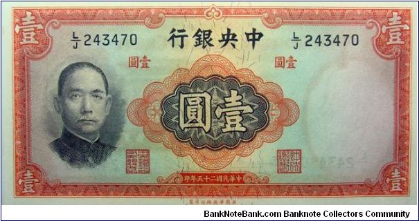 1 Yuan National Currency Banknote