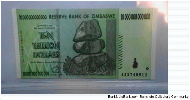 Zimbabwe 10 Trillion dollars  Banknote