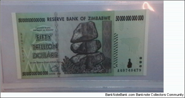 Zimbabwe 50 Trillion dollars  Banknote