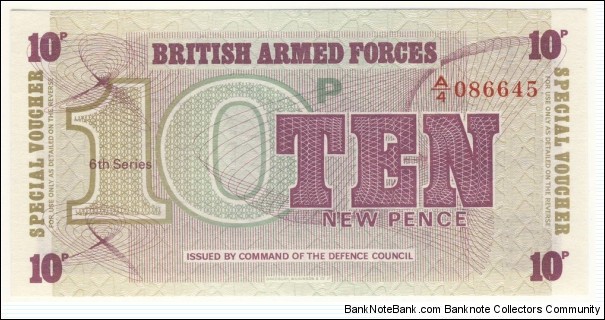 10 New Pence(British Armed Forces 1972) Banknote