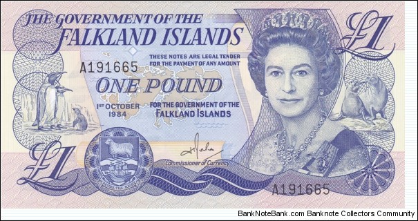 Falkland Islands P13a (1 pound 1/10-1984) Banknote