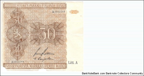 50 Markkaa(1945 lit.A) Banknote