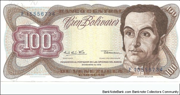 P55e - 100 Bolivares - 12.12.1978 Banknote