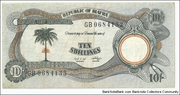 Biafra-Republic 10 Shillings 1968 Banknote