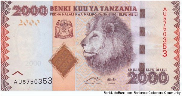 Tanzania P42 (2000 shillings ND 2011) Banknote
