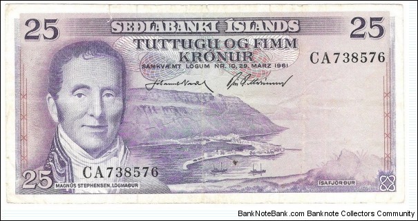 25 Kronur(1961) Banknote
