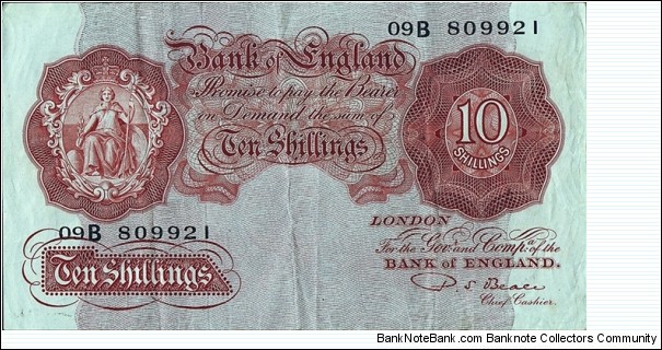 England N.D. (1950) 10 Shillings.

Suffix letter only in the prefix. Banknote