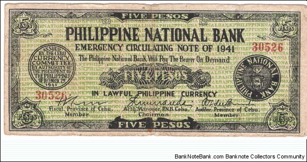 5 Pesos(City of Cebu 1941) Banknote
