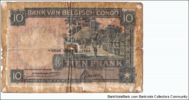 Banknote from Congo year 1944